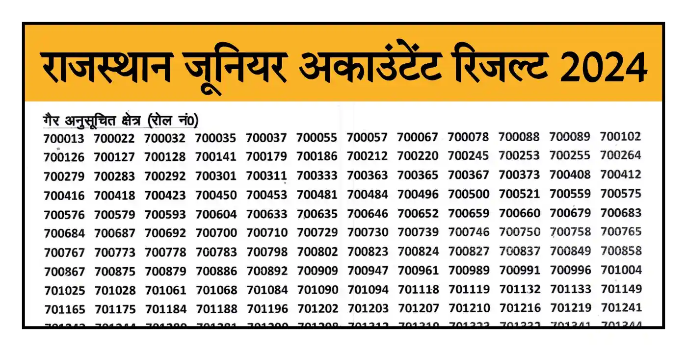 Rajasthan Junior Accountant Result 2024 राजस्थान जूनियर अकाउंटेंट ...