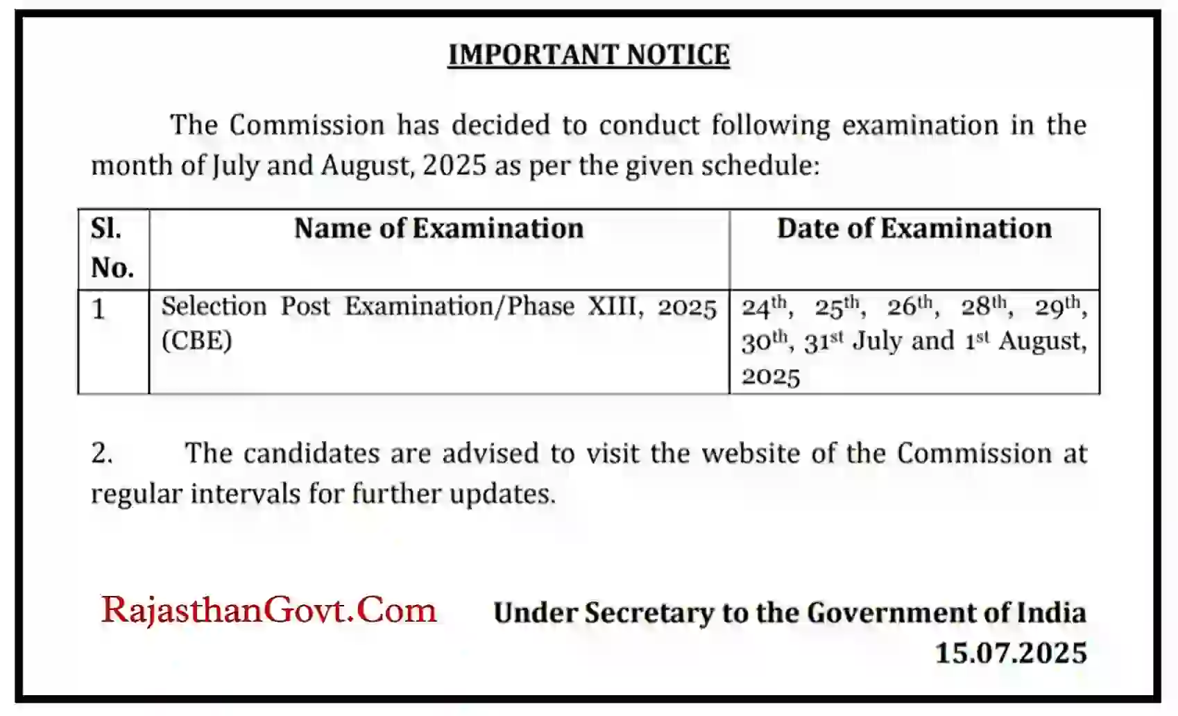 SSC Selection Post 13 Admit Card 2025 एसएससी सिलेक्शन पोस्ट Exam City और Admit Card देखें @ssc.gov.in