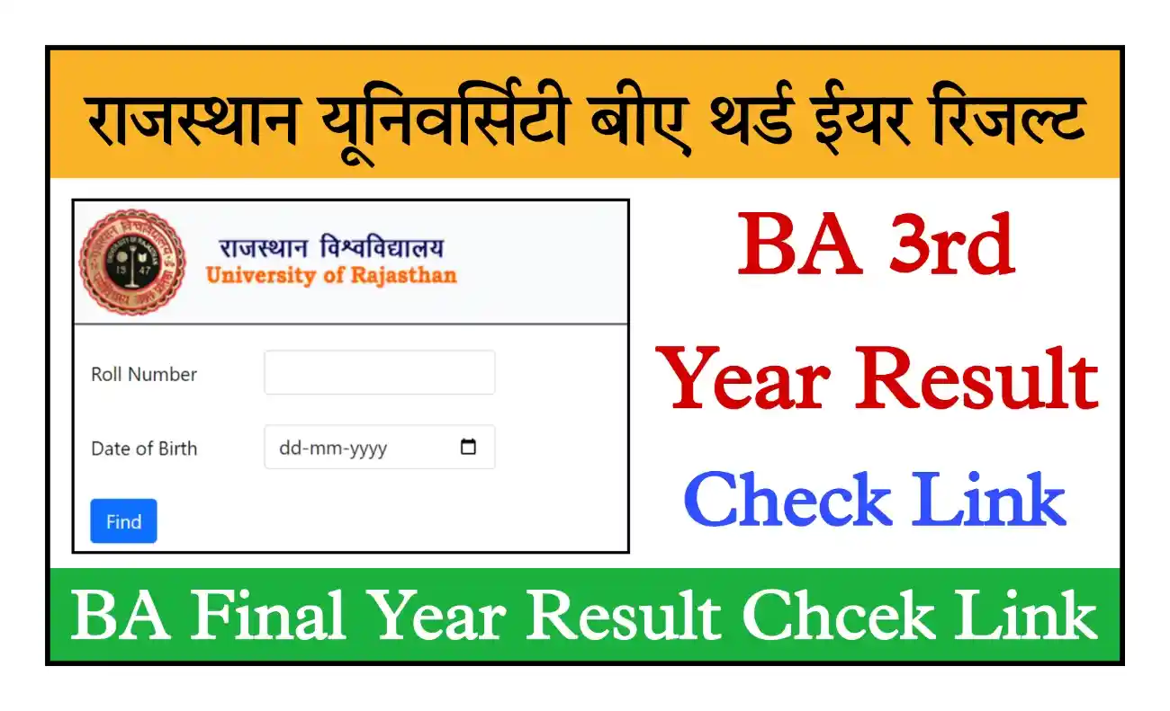 Rajasthan University BA 3rd Year Result 2024 राजस्थान यूनिवर्सिटी बीए ...