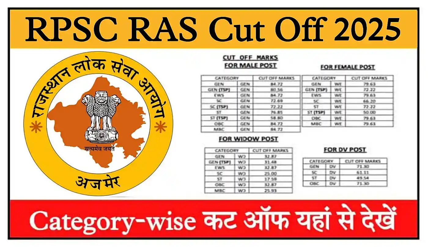 RPSC RAS Cut Off 2025 राजस्थान आरएएस Category-wise कट ऑफ जारी, यहां से चेक करें
