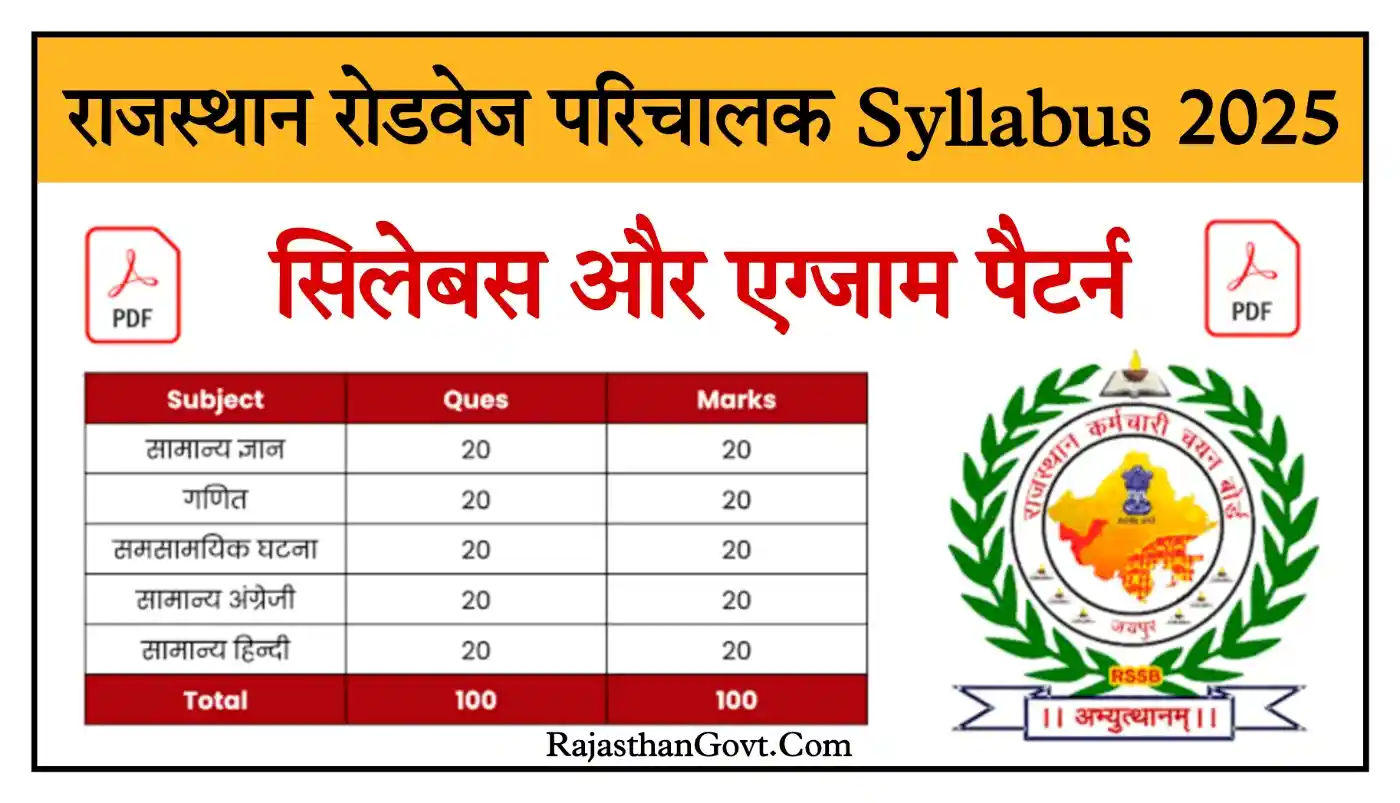 Rajasthan Conductor Syllabus 2025 राजस्थान रोडवेज परिचालक Syllabus और Exam Pattern जारी, यहां से डाउनलोड करें