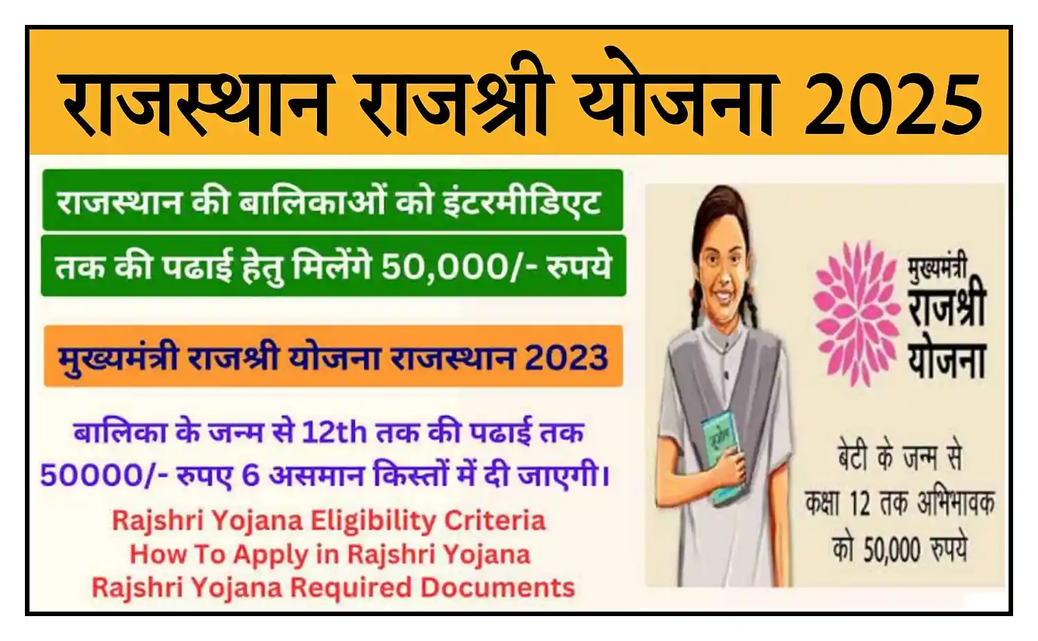 Rajasthan Rajshri Yojana 2025 राजस्थान मुख्यमंत्री राजश्री योजना 2025 की संपूर्ण जानकारी देखें @wcd.rajasthan.gov.in