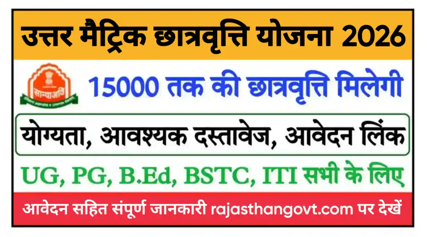 Rajasthan Uttar Matric Scholarship 2026 राजस्थान उत्तर मैट्रिक योजना 2026 आवेदन सहित संपूर्ण जानकारी देखें