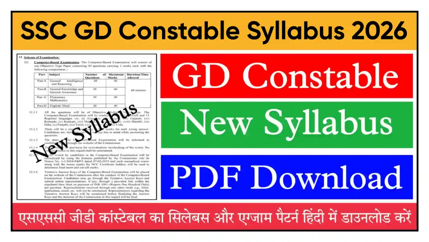 SSC GD Constable Syllabus 2026 एसएससी जीडी कांस्टेबल का नया Syllabus और Exam Pattern जारी @ssc.gov.in