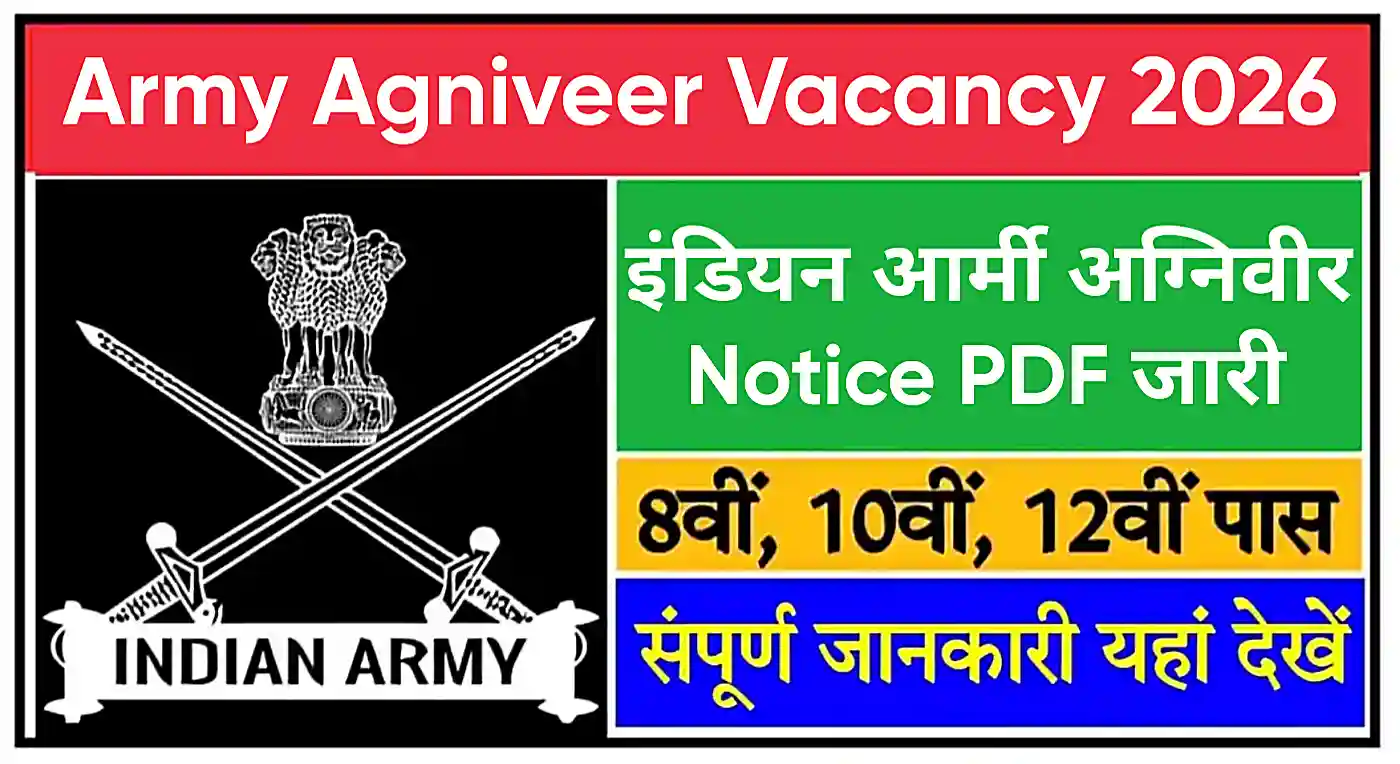 Indian Army Agniveer Recruitment 2026 आर्मी अग्निवीर भर्ती का 25000 पदों पर विज्ञापन जारी, संपूर्ण जानकारी देखें